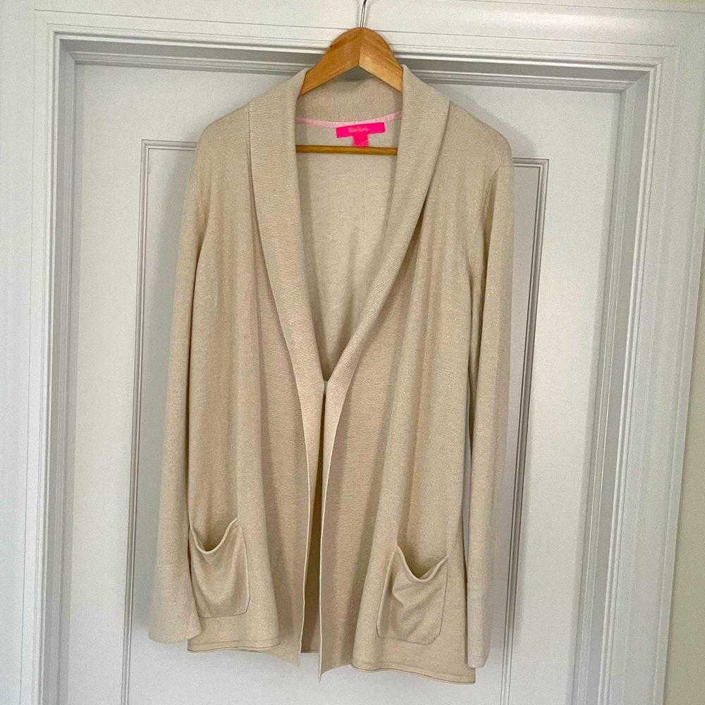 Lilly Pulitzer EUC Cream Sweater Long Cardigan XL
